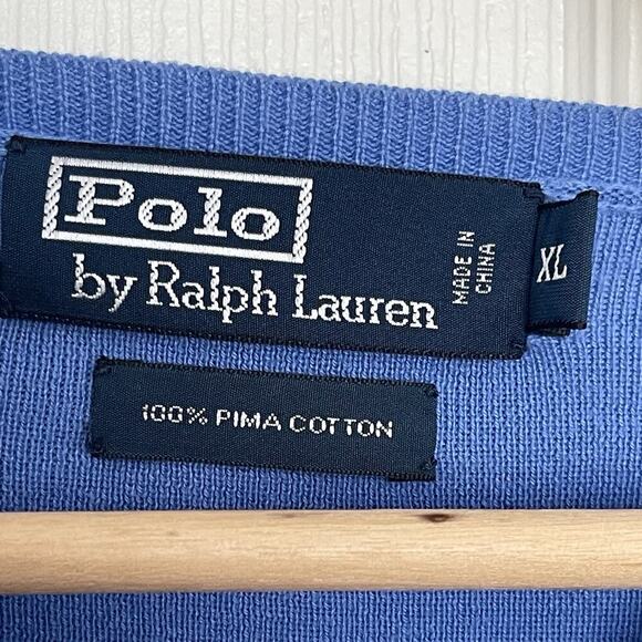 Polo Ralph Lauren Pima Cotton Pullover Sweater 90s Preppy Old Money Size XL - Picture 3 of 4
